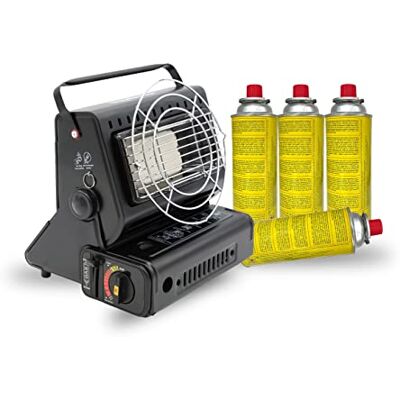 Campata Calefacción de gas portátil 2 en 1 y estufa de gas, giratoria 90°, mini calentador de camping, calentador de gas, quemador de cerámica, faro de gas, función de cocción, calefacción de tienda Campata Calefacción de gas portátil 2 en 1 y estufa de gas, giratoria 90°, mini calentador de camping, calentador de gas, quemador de cerámica, faro de gas, función de cocción, calefacción de tienda