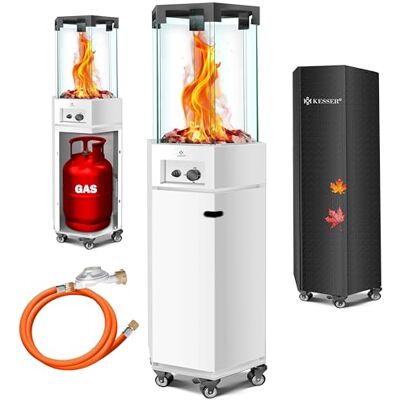 KESSER ® Calefactor de Gas para Terraza, Incluye Funda Protectora, Móvil, Calentador de Llama, Pirámide Con Ruedas KESSER ® Calefactor de Gas para Terraza, Incluye Funda Protectora, Móvil, Calentador de Llama, Pirámide Con Ruedas