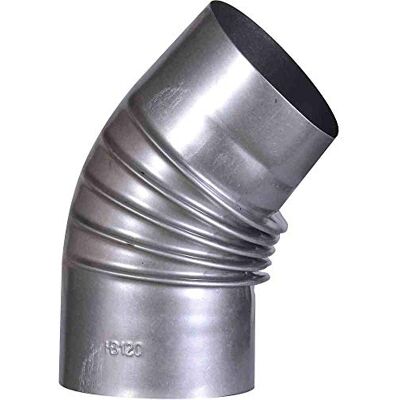 FIREFIX Fal Arco 45°, rígido, Ø 130 mm – Tubo de Estufa de Chapa de Acero, 0,6 mm de Grosor, Interior Biselado, Longitudes soldadas por láser, Plata FIREFIX Fal Arco 45°, rígido, Ø 130 mm – Tubo de Estufa de Chapa de Acero, 0,6 mm de Grosor, Interior Biselado, Longitudes soldadas por láser, Plata