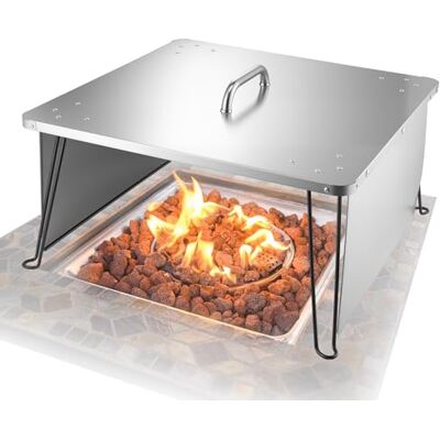 VEVOR Deflector de Calor para Fogatas, Cubierta Cuadrada para Quemador Exterior 645 x 645 x 370 mm, Acero Inoxidable, para Camping, con 4 Patas Plegables y Asa de Transporte, a Prueba de Chispas VEVOR Deflector de Calor para Fogatas, Cubierta Cuadrada para Quemador Exterior 645 x 645 x 370 mm, Acero Inoxidable, para Camping, con 4 Patas Plegables y Asa de Transporte, a Prueba de Chispas