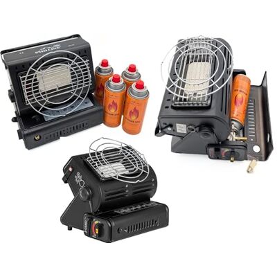 SMH LINE ® Calefactor de gas portátil 2 en 1 para camping, Calefacción, caravana, quemador de 1,3 kW, quemador + cartuchos de butano, cerámica LPG (Calefactor de gas + 8) SMH LINE ® Calefactor de gas portátil 2 en 1 para camping, Calefacción, caravana, quemador de 1,3 kW, quemador + cartuchos de butano, cerámica LPG (Calefactor de gas + 8)
