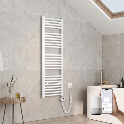 EMKE Radiador de baño eléctrico Curvado, 1200 x 400 mm, con WiFi, Calentador de Toallas eléctrico, Calentador de Toallas eléctrico, Toalla, radiador de baño con termostato y Varilla de calefacción EMKE Radiador de baño eléctrico Curvado, 1200 x 400 mm, con WiFi, Calentador de Toallas eléctrico, Calentador de Toallas eléctrico, Toalla, radiador de baño con termostato y Varilla de calefacción