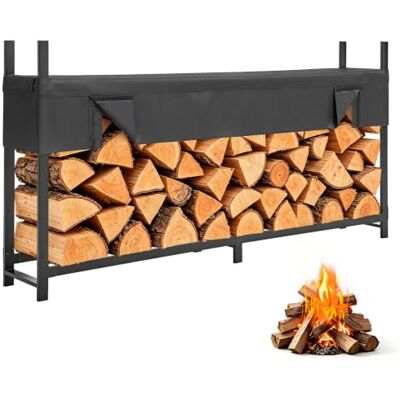 VEVOR Estantería de Leña para Exteriores Carga de 1100 kg Leñero Exterior Soporte de Madera para Patio, Terraza, Jardín, Chimenea, 1240 x 355 x 2440 mm, con Cubierta Impermeable, Acero al Carbono VEVOR Estantería de Leña para Exteriores Carga de 1100 kg Leñero Exterior Soporte de Madera para Patio, Terraza, Jardín, Chimenea, 1240 x 355 x 2440 mm, con Cubierta Impermeable, Acero al Carbono