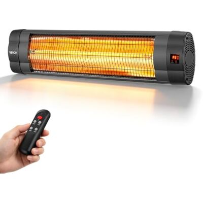VEVOR Calefactor Infrarrojo Exterior 2500 W Estufa Eléctrica de Pared para Patios y Balcones, con 3 Niveles de Calor, Temporizador de 24 Horas, Pantalla, Mando a Distancia y Tubos de Carbono VEVOR Calefactor Infrarrojo Exterior 2500 W Estufa Eléctrica de Pared para Patios y Balcones, con 3 Niveles de Calor, Temporizador de 24 Horas, Pantalla, Mando a Distancia y Tubos de Carbono