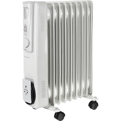 Emerio Radiador de aceite para habitaciones de hasta 20 m², 1500 W, 9 costillas, 3 niveles de calor (500/1000/1500 W), termostato con estanterías, ruedas de funcionamiento suave, protección Emerio Radiador de aceite para habitaciones de hasta 20 m², 1500 W, 9 costillas, 3 niveles de calor (500/1000/1500 W), termostato con estanterías, ruedas de funcionamiento suave, protección