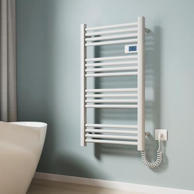 EMKE Radiador de baño, eléctrico, 960 x 540 mm, radiador de toallas, eléctrico con termostato, calentador de baño eléctrico, toallero, toallero, blanco, 500 W EMKE Radiador de baño, eléctrico, 960 x 540 mm, radiador de toallas, eléctrico con termostato, calentador de baño eléctrico, toallero, toallero, blanco, 500 W