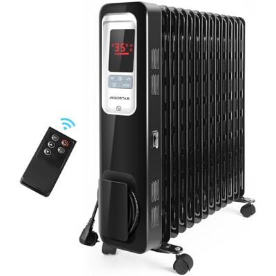 Aigostar Radiador de Aceite Portátil de 13 Elementos, Mando a Distancia Pantalla de Control LED, 3 Modos y Función ECO, Silencioso, 2500 W, Recomendado para Estancias de 25 m2, Oil Monster Aigostar Radiador de Aceite Portátil de 13 Elementos, Mando a Distancia Pantalla de Control LED, 3 Modos y Función ECO, Silencioso, 2500 W, Recomendado para Estancias de 25 m2, Oil Monster