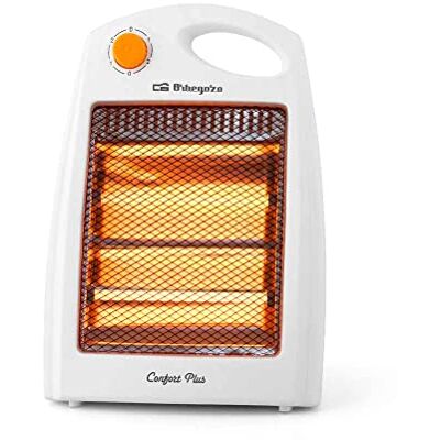 Orbegozo , 800 W, 2 niveles de potencia, 2 barras de cuarzo, reflector protegido de alta brillantez, dispositivo de seguridad antivuelco, asa para transporte, color blanco Orbegozo , 800 W, 2 niveles de potencia, 2 barras de cuarzo, reflector protegido de alta brillantez, dispositivo de seguridad antivuelco, asa para transporte, color blanco
