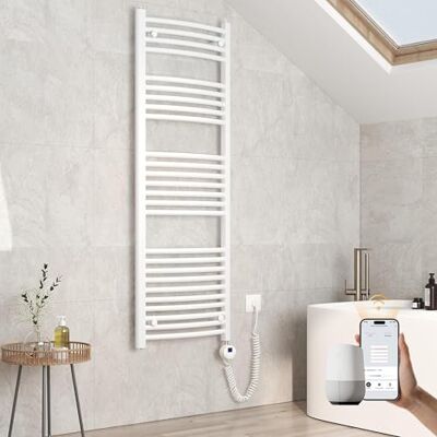 EMKE Radiador de baño eléctrico Curvado, 1400 x 500 mm, con WiFi, toallero eléctrico, Calentador de Toallas eléctrico, Toalla, radiador de baño con termostato y Varilla de calefacción, 600 W, Color EMKE Radiador de baño eléctrico Curvado, 1400 x 500 mm, con WiFi, toallero eléctrico, Calentador de Toallas eléctrico, Toalla, radiador de baño con termostato y Varilla de calefacción, 600 W, Color