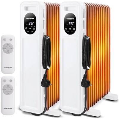 Aigostar Radiador de Aceite de 13 Elementos 2500W, Pantalla de Control LED Temporizador de 24h, Mando a Distancia, 3 Modos con Función Eco, Silencioso, Recomendado para Estancias de 25 ㎡ 2 Unidades Aigostar Radiador de Aceite de 13 Elementos 2500W, Pantalla de Control LED Temporizador de 24h, Mando a Distancia, 3 Modos con Función Eco, Silencioso, Recomendado para Estancias de 25 ㎡ 2 Unidades