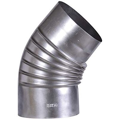 FIREFIX Fal Arco 45°, rígido, diámetro 150 mm – Tubos de Horno de Chapa de Acero, 0,6 mm de Grosor, insertable cónico, Longitudes soldadas con láser FIREFIX Fal Arco 45°, rígido, diámetro 150 mm – Tubos de Horno de Chapa de Acero, 0,6 mm de Grosor, insertable cónico, Longitudes soldadas con láser