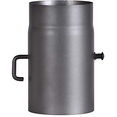 FIREFIX Tubo de estufa de acero de 2 mm de grosor (tubo de humo) de 150 mm de diámetro, para estufas y fuegos, Senotherm, gris oscuro, 250 mm de largo con tapa reguladora, negro FIREFIX Tubo de estufa de acero de 2 mm de grosor (tubo de humo) de 150 mm de diámetro, para estufas y fuegos, Senotherm, gris oscuro, 250 mm de largo con tapa reguladora, negro