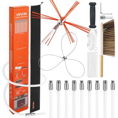 VEVOR Kit de Cepillo Limpieza de Chimenea, 2 Cabezales, 10 m Varilla Flexible de Nylon, Gafas, Bolsa, Deshollinador Durable Resistente Flexible a 90° para Chimeneas Cuadradas Rectangulares y Arqueadas VEVOR Kit de Cepillo Limpieza de Chimenea, 2 Cabezales, 10 m Varilla Flexible de Nylon, Gafas, Bolsa, Deshollinador Durable Resistente Flexible a 90° para Chimeneas Cuadradas Rectangulares y Arqueadas