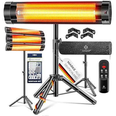 KESSER ® Estufa de infrarrojos para terraza, 2500 W, con mando a distancia, incluye funda protectora, trípode telescópico de altura ajustable, foco de mesa para terraza, calentador de cuarzo, KESSER ® Estufa de infrarrojos para terraza, 2500 W, con mando a distancia, incluye funda protectora, trípode telescópico de altura ajustable, foco de mesa para terraza, calentador de cuarzo,