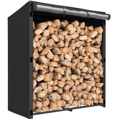 Outsunny Estante de Leña Metálico Carga 300 kg Leñero 140x70x154 cm Exterior, Cubierta Impermeable 600D Oxford, Marco de Acero, Soporte para Leña de Chimenea, para Jardín, Terraza Outsunny Estante de Leña Metálico Carga 300 kg Leñero 140x70x154 cm Exterior, Cubierta Impermeable 600D Oxford, Marco de Acero, Soporte para Leña de Chimenea, para Jardín, Terraza