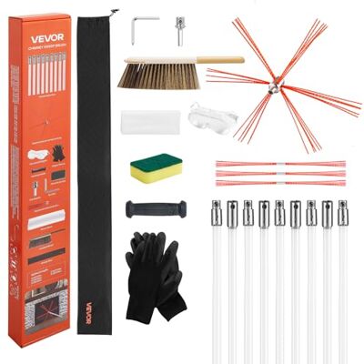 VEVOR Juego de Cepillos para Tubos de Estufa, Longitud Máxima 9 m, Nailon, Juego de Deshollinador, Herramienta de Limpieza de Chimeneas Flexible de 90°, para Chimeneas Cuadradas y Rectangulares VEVOR Juego de Cepillos para Tubos de Estufa, Longitud Máxima 9 m, Nailon, Juego de Deshollinador, Herramienta de Limpieza de Chimeneas Flexible de 90°, para Chimeneas Cuadradas y Rectangulares
