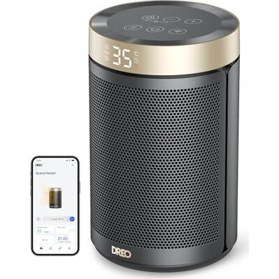 Dreo Calefactor Eléctrico , 1500 W Eficiente en Energía, Silencioso, Portátil, con Ventilador Cerámico, Termostato con 3 Modos, Temporizador de 12 Horas, para Dormitorio, Calefactor 316S, Dorado. Dreo Calefactor Eléctrico , 1500 W Eficiente en Energía, Silencioso, Portátil, con Ventilador Cerámico, Termostato con 3 Modos, Temporizador de 12 Horas, para Dormitorio, Calefactor 316S, Dorado.