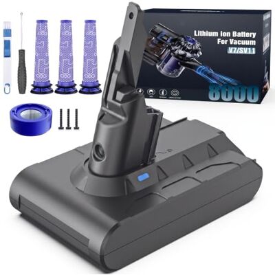 Morpilot 8000 mAh Batería para Aspiradoras V7 SV11 Motorhead Animal Mattress Fluffy Trigger Car+Boat Absolute, Incluye 3 Prefiltros, 1 Posfiltro, 1 Destornillador y Tornillos Morpilot 8000 mAh Batería para Aspiradoras V7 SV11 Motorhead Animal Mattress Fluffy Trigger Car+Boat Absolute, Incluye 3 Prefiltros, 1 Posfiltro, 1 Destornillador y Tornillos