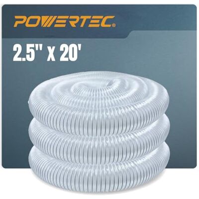POWERTEC 2 – 1/2-inch x manguera de recogida de polvo de PVC flexible de 20 pies, claro Color POWERTEC 2 – 1/2-inch x manguera de recogida de polvo de PVC flexible de 20 pies, claro Color