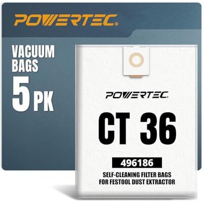 POWERTEC Bolsa de filtro para Festool CT 36, 577084 5 unidades, para Festool CT36, CT36E () POWERTEC Bolsa de filtro para Festool CT 36, 577084 5 unidades, para Festool CT36, CT36E ()