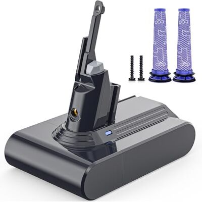Morpilot Batería para Dyson V7 SV11 Motorhead Absolute Animal Mattress Fluffy Trigger Car+Boat HEPA Aspiradora con 2 Filtros de Repuesto, 4600mAh 21.6V Morpilot Batería para Dyson V7 SV11 Motorhead Absolute Animal Mattress Fluffy Trigger Car+Boat HEPA Aspiradora con 2 Filtros de Repuesto, 4600mAh 21.6V