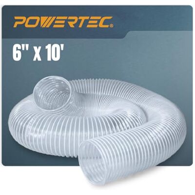 POWERTEC Color Colección de polvo (6 pulgadas x 10 pies) Manguera de PVC flexible transparente resistente POWERTEC Color Colección de polvo (6 pulgadas x 10 pies) Manguera de PVC flexible transparente resistente