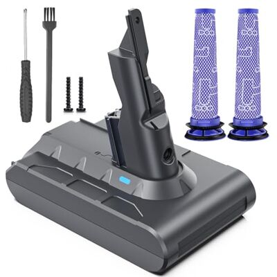 Keenstone Batería de 8000 mAh para Aspiradora Dyson V7 Motorhead Animal Trigger Pro Fluffy Mattress Absolute SV11 con 2 Filtros, Tornillos y Destornillador Keenstone Batería de 8000 mAh para Aspiradora Dyson V7 Motorhead Animal Trigger Pro Fluffy Mattress Absolute SV11 con 2 Filtros, Tornillos y Destornillador
