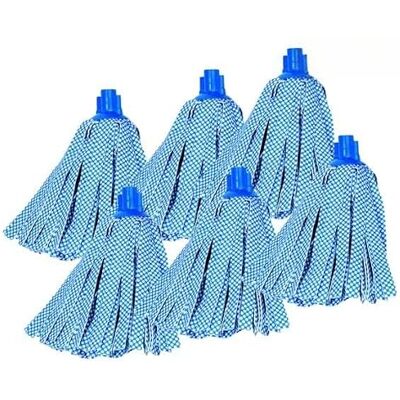 MSV Pack de 6 paños de Repuesto para fregona en Viscosa Azul Incluye Adaptador de Punta Hexagonal MSV Pack de 6 paños de Repuesto para fregona en Viscosa Azul Incluye Adaptador de Punta Hexagonal