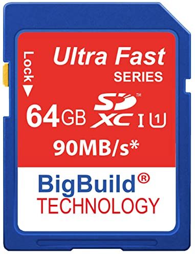 BigBuild Technology Tarjeta de Memoria Ultra rápida de 64 GB para cámara Canon EOS 200D, Clase 10 SD SDHC