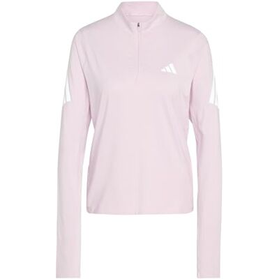 Adidas Donna ADI365 Running Iconic Half Zip, Clear Pink, L Adidas Donna ADI365 Running Iconic Half Zip, Clear Pink, L