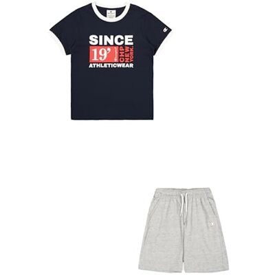 Champion Boy's Legacy Boy Conjunto gráfico de cuello redondo con estampado grande, azul (BS501), talla S, Azul (BS501), 7-8 Years Champion Boy's Legacy Boy Conjunto gráfico de cuello redondo con estampado grande, azul (BS501), talla S, Azul (BS501), 7-8 Years