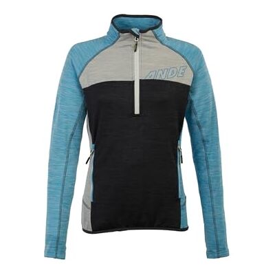 Ande QUALIDO Lady Half Zip Sweatshirt Mujer Antracite/BLU ATOLLO Tamaño XS Ande QUALIDO Lady Half Zip Sweatshirt Mujer Antracite/BLU ATOLLO Tamaño XS