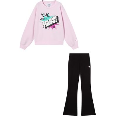 Champion Legacy Girls Pantalones acampanados para niñas, talla XXL, color rosa, rosa, XXL Champion Legacy Girls Pantalones acampanados para niñas, talla XXL, color rosa, rosa, XXL