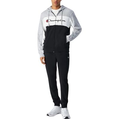 Champion Legacy Sudadera con cremallera completa y logotipo grande, color gris (EM021), M, Gris (EM021), M Champion Legacy Sudadera con cremallera completa y logotipo grande, color gris (EM021), M, Gris (EM021), M