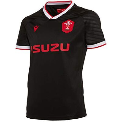 Macron Wales Wru Camiseta de Rugby Kids Negra Macron Wales Wru Camiseta de Rugby Kids Negra