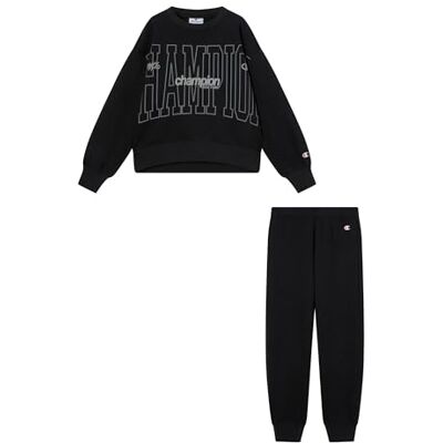 Champion Sudadera Legacy para niña, Negro, M Champion Sudadera Legacy para niña, Negro, M