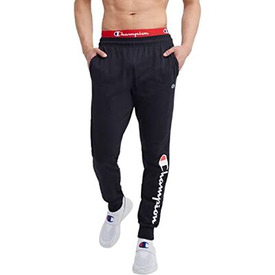 Champion Joggers, Lightweight Lounge, Jersey Graphic Pants for Men, 31" Pantalones Deportivos, Guión Azul Marino, 41-44.5 para Hombre Champion Joggers, Lightweight Lounge, Jersey Graphic Pants for Men, 31" Pantalones Deportivos, Guión Azul Marino, 41-44.5 para Hombre