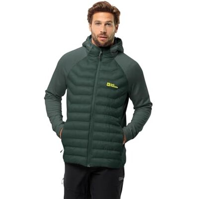 Jack Wolfskin Routeburn Pro Hybrid M, Chaqueta de Forro Polar Hombre, Verde (Oliva/Negro), S Jack Wolfskin Routeburn Pro Hybrid M, Chaqueta de Forro Polar Hombre, Verde (Oliva/Negro), S