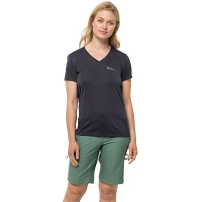 Jack Wolfskin Camiseta de mujer Crosstrail para mujer, gris, XL Jack Wolfskin Camiseta de mujer Crosstrail para mujer, gris, XL