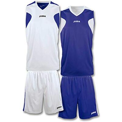 Joma Basket Set de equipación de Manga Corta Unisex, Color Blanco/Azul Marino, Talla M-L Joma Basket Set de equipación de Manga Corta Unisex, Color Blanco/Azul Marino, Talla M-L