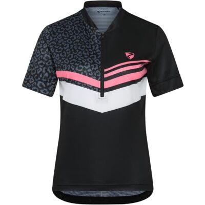 Ziener NALADIA-Z Camiseta de Ciclismo Funcional para Mujer con Media Cremallera Frontal, Black.Strawberry Sorbete, Talla 36 Ziener NALADIA-Z Camiseta de Ciclismo Funcional para Mujer con Media Cremallera Frontal, Black.Strawberry Sorbete, Talla 36