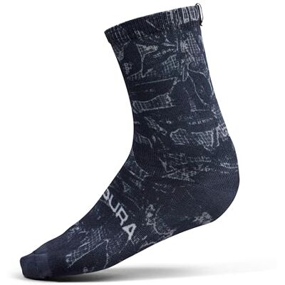 ENDURA Men's Grid Floral Ltd Print Cycling Socks, Black, S-M ENDURA Men's Grid Floral Ltd Print Cycling Socks, Black, S-M