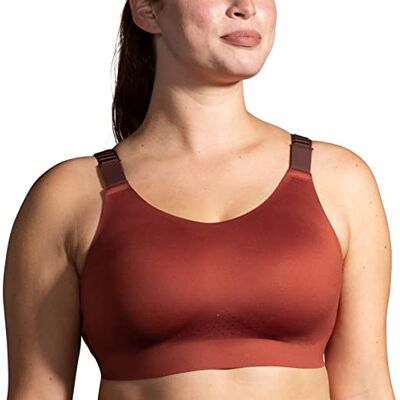 Brooks 639 Dare Scoopback Run Bra Sports Bra Mujer Copper/Run Raisin/Ice Blue Tamaño 032AB Brooks 639 Dare Scoopback Run Bra Sports Bra Mujer Copper/Run Raisin/Ice Blue Tamaño 032AB