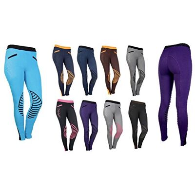HKM 9228, Reitleggings Starlight, Pantalones de Equitación para Mujer, Gris (Hellgrau/Schwarz), 158/164 HKM 9228, Reitleggings Starlight, Pantalones de Equitación para Mujer, Gris (Hellgrau/Schwarz), 158/164