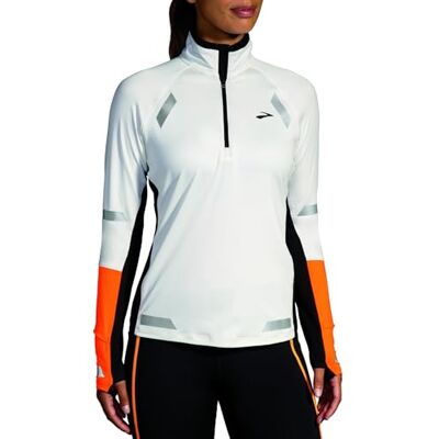 Brooks 221686167 Run Visible 1/2 Zip 2.0 Sweatshirt Mujer Ecru/Fluoro Flash/Black Tamaño 20 Brooks 221686167 Run Visible 1/2 Zip 2.0 Sweatshirt Mujer Ecru/Fluoro Flash/Black Tamaño 20