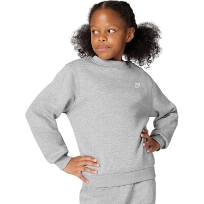 Nike K NSW Club FLC Crew LS LBR Sweatshirt Unisex DK Grey Heather/White Tamaño L Nike K NSW Club FLC Crew LS LBR Sweatshirt Unisex DK Grey Heather/White Tamaño L
