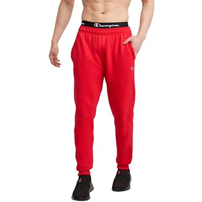 Champion Powerblend Sweats-Pantalones Deportivos Retro para Hombre, Logotipo de Parche C Escarlata, 41-44.5 Champion Powerblend Sweats-Pantalones Deportivos Retro para Hombre, Logotipo de Parche C Escarlata, 41-44.5