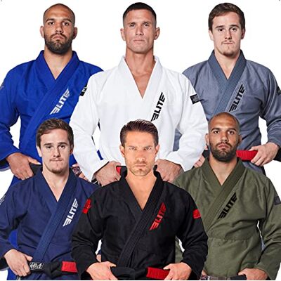 Elite Sports BJJ GI Kimono para hombre gi de jiu-jitsu brasileño de la IBJJF con tela preencogida y cinturón gratis (ver guía de tallas especiales) Elite Sports BJJ GI Kimono para hombre gi de jiu-jitsu brasileño de la IBJJF con tela preencogida y cinturón gratis (ver guía de tallas especiales)