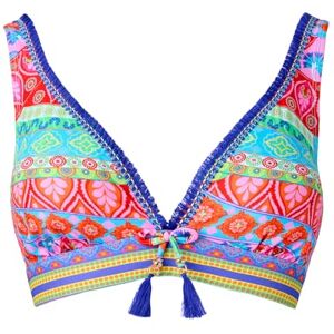 Joe Browns Recycled Content Patchwork Tassel Trim Bikini Top Parte Superior, Azul/Multicolor, 44 para Mujer Joe Browns Recycled Content Patchwork Tassel Trim Bikini Top Parte Superior, Azul/Multicolor, 44 para Mujer