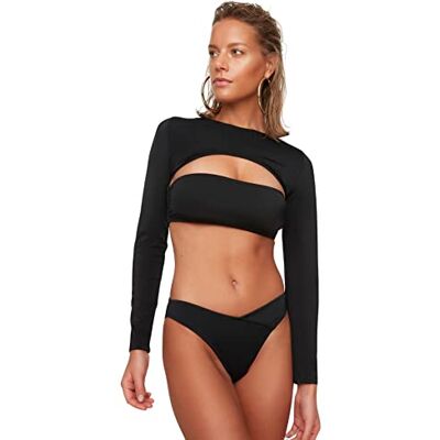 Trendyol V Corte Seis Parte Inferior de Bikini, Negro, 38 para Mujer Trendyol V Corte Seis Parte Inferior de Bikini, Negro, 38 para Mujer